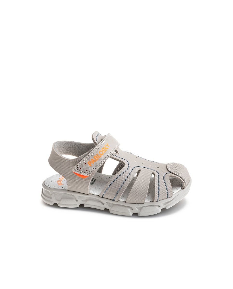 Sandálias Infantil de Materiais Reciclados com Velcro Pablosky Cinzento-1