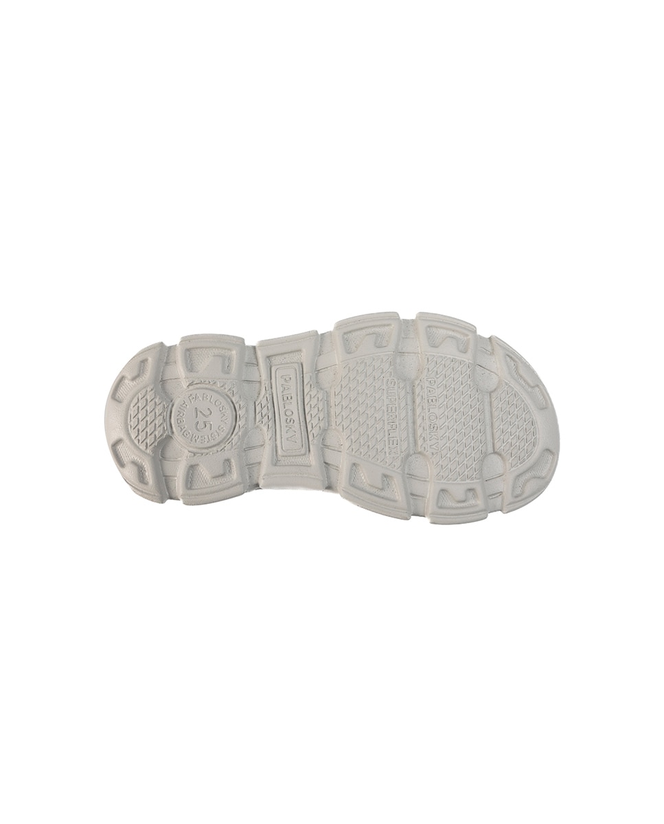 Sandálias Infantil de Pele com Velcro Azul / Branco-3