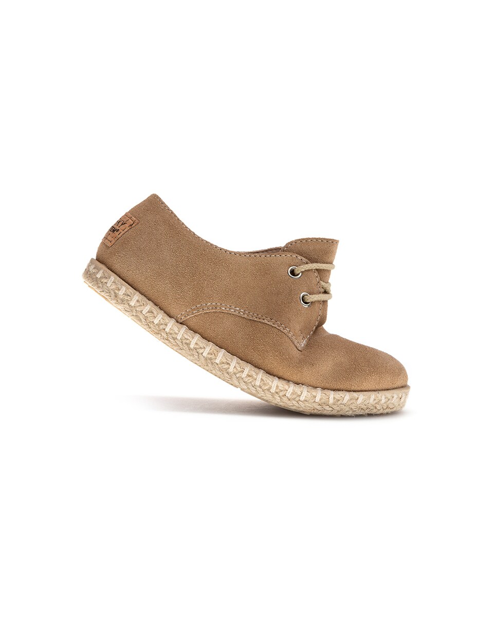 Sapatos Casual Infantil de Pele com Atacadores Castanho-claro-2