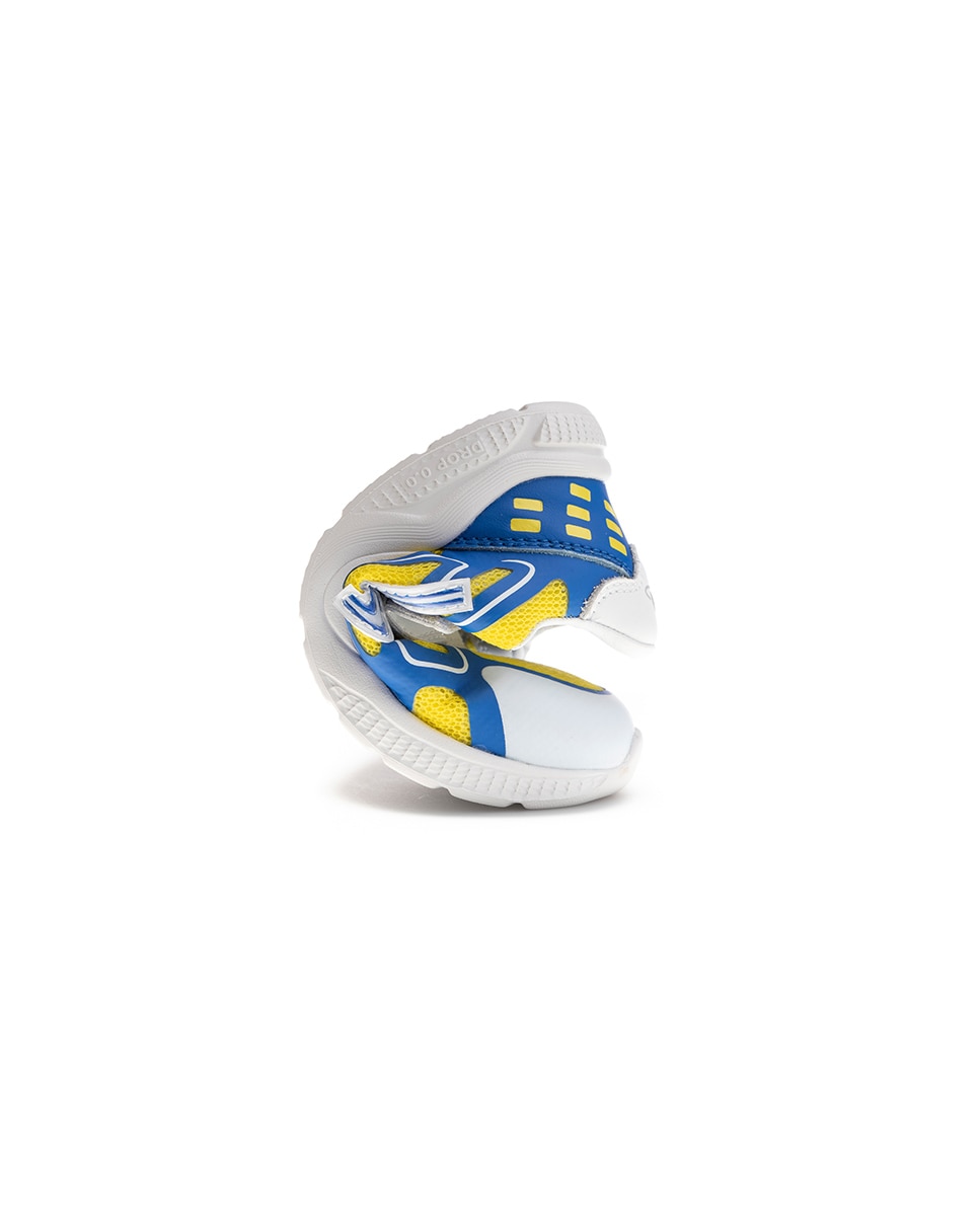 Sapatilhas Desportivas Infantil de Pele e Têxtil Técnico com Velcro Pablosky Azul / Amarelo-2