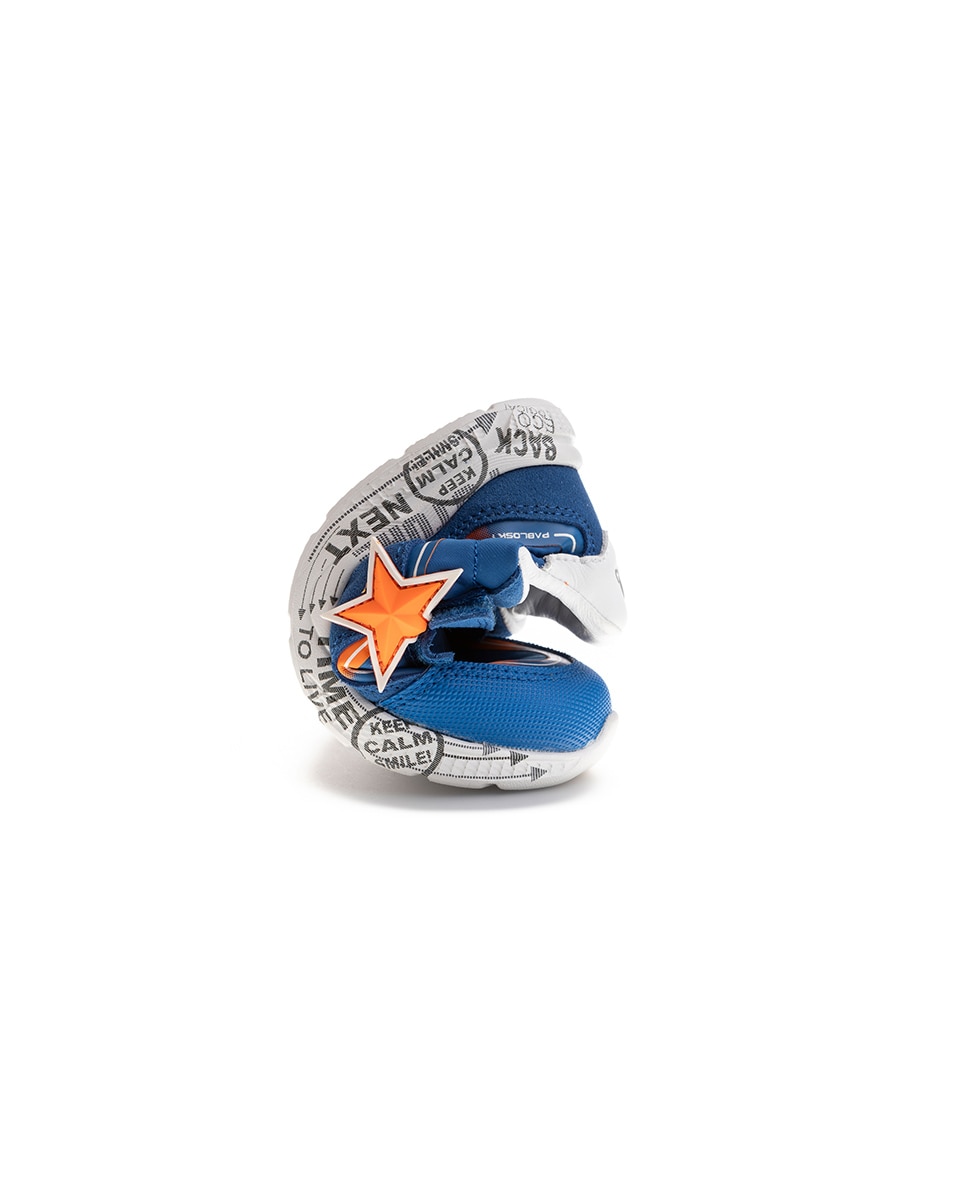 Sapatilhas Desportivas Infantil de Pele e Têxtil Técnico com Velcro Pablosky Azul-2