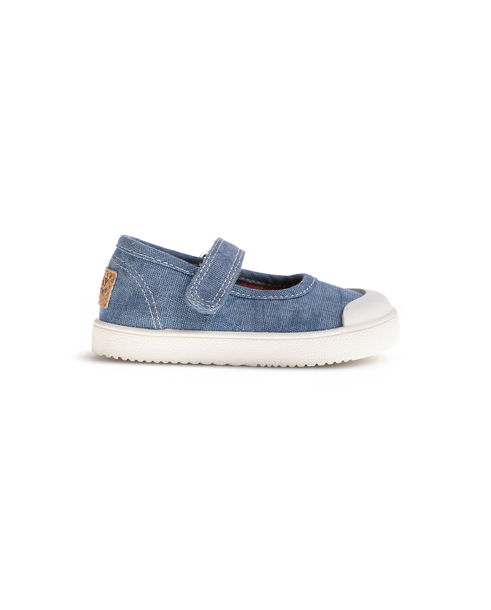 Sapatilhas de Lona Infantil Barefoot com Velcro Azul-claro-6