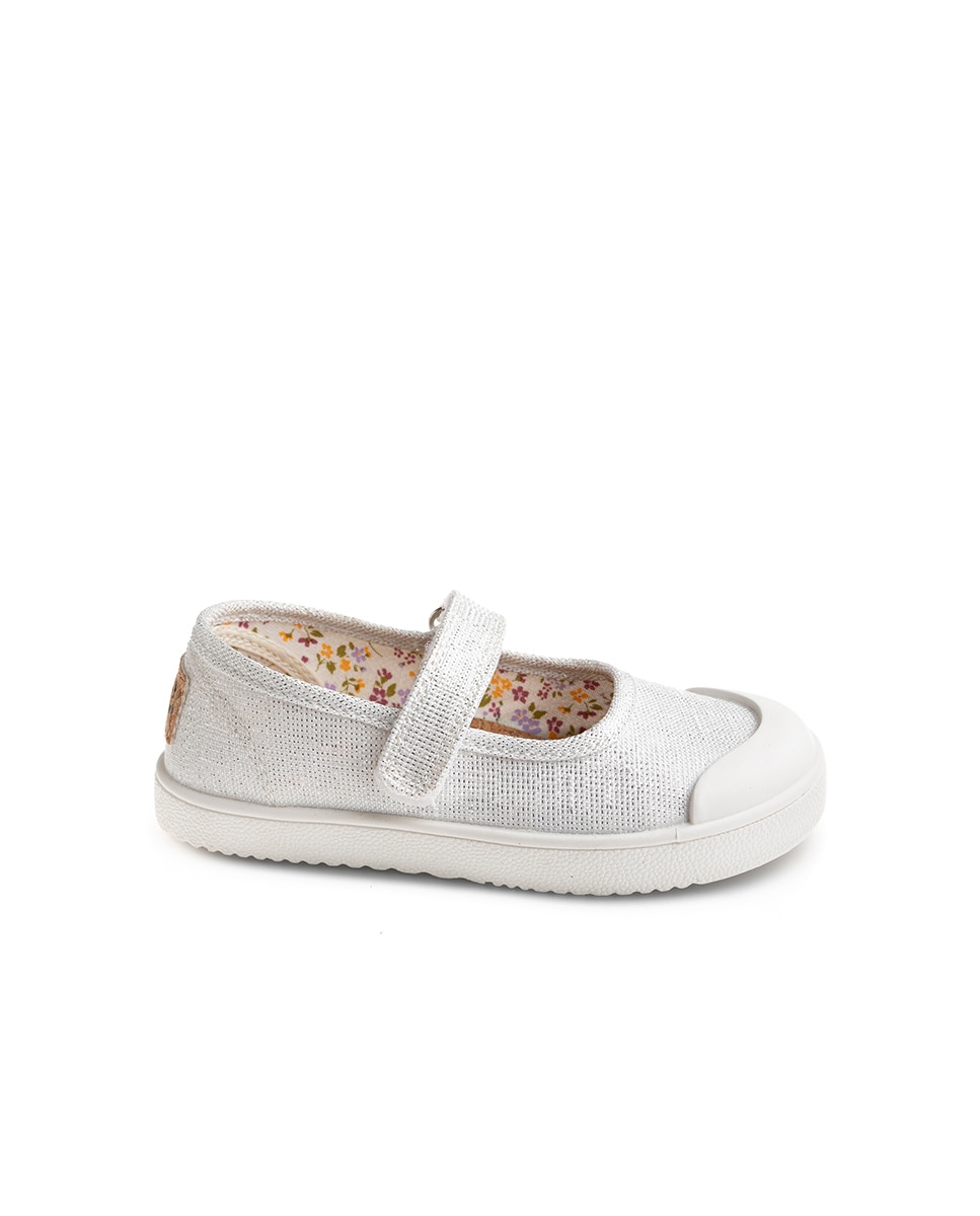 Sapatilhas de Lona Infantil Barefoot com Velcro Branco-1