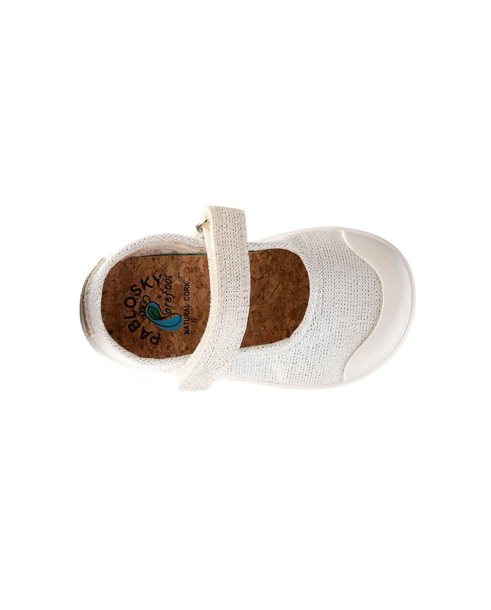 Sapatilhas de Lona Infantil Barefoot com Velcro Branco-3