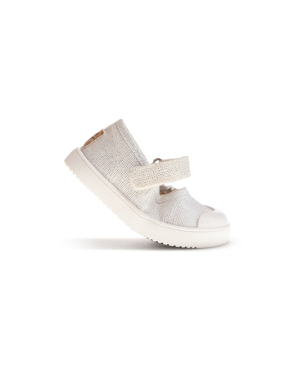 Sapatilhas de Lona Infantil Barefoot com Velcro Branco-5