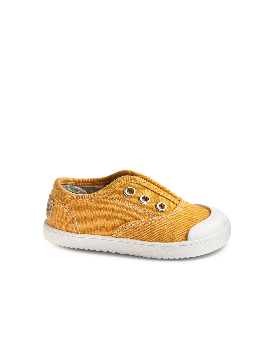 Sapatilhas de Lona de Criança com Elástico Amarelo-1