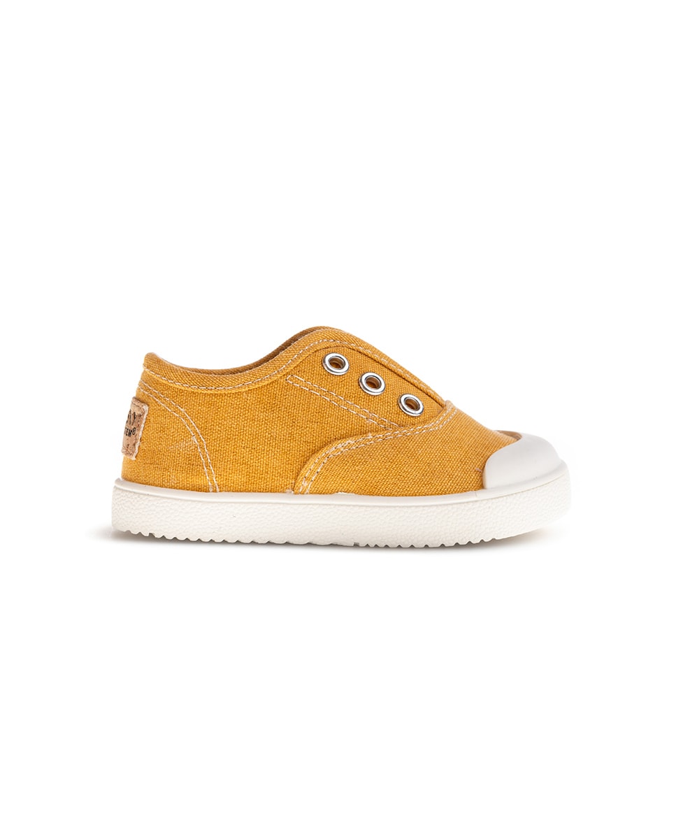 Sapatilhas de Lona de Criança com Elástico Amarelo-6