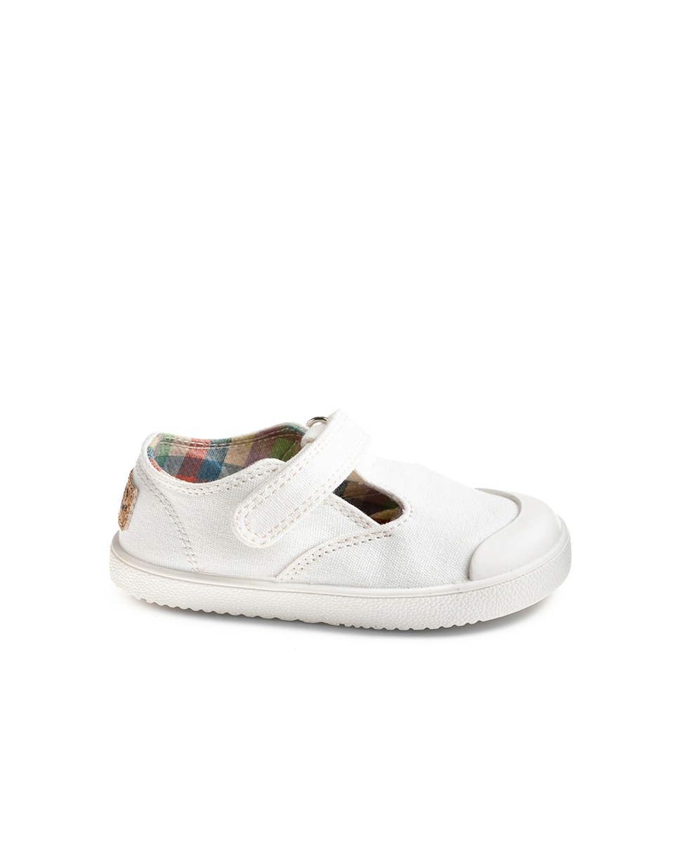 Sapatilhas de Lona Infantil com Velcro Pablosky Branco-1