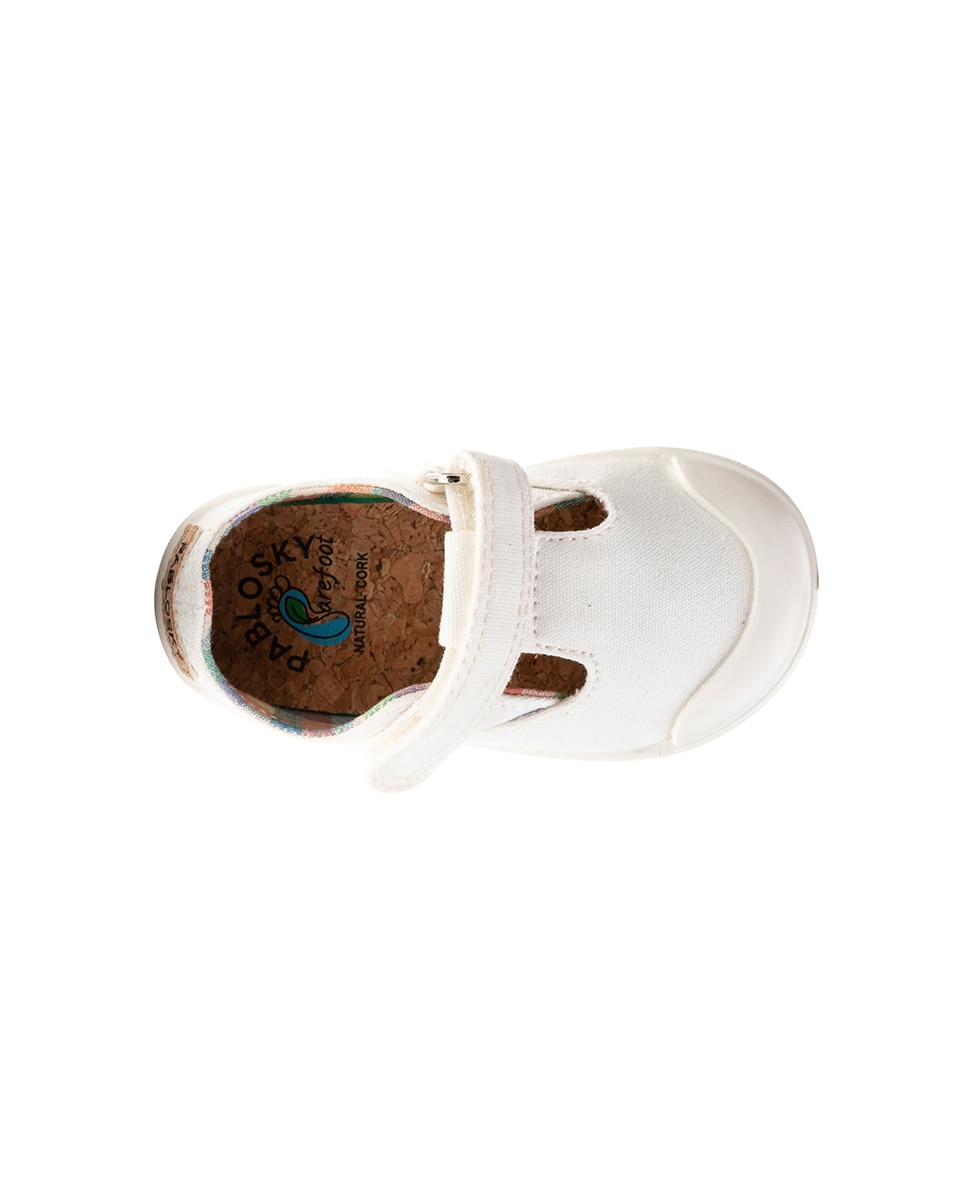 Sapatilhas de Lona Infantil com Velcro Pablosky Branco-3