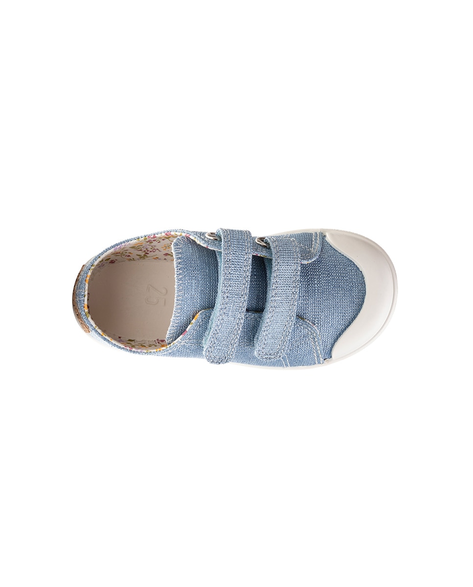 Sapatilhas de Lona Infantil Barefoot com Velcro Azul-claro-3