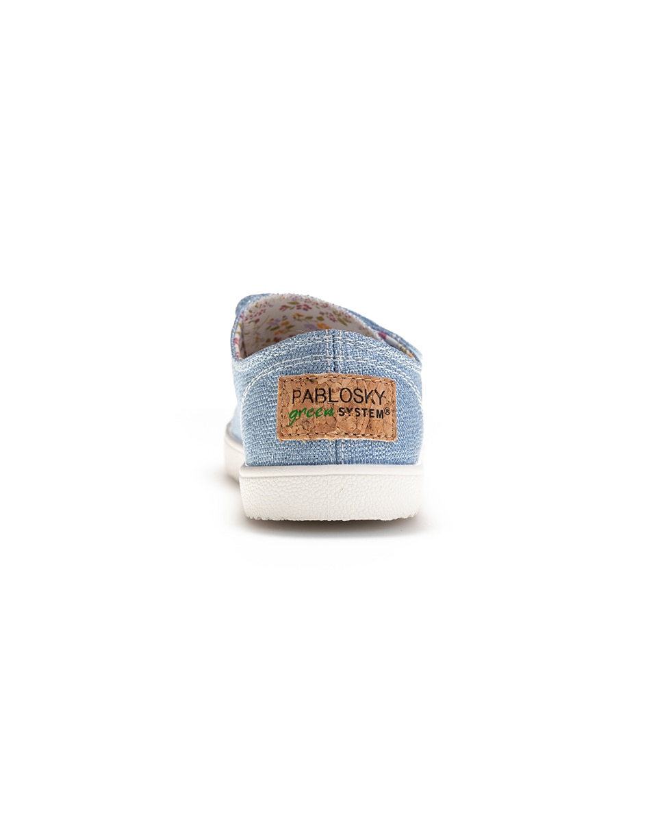 Sapatilhas de Lona Infantil Barefoot com Velcro Azul-claro-4