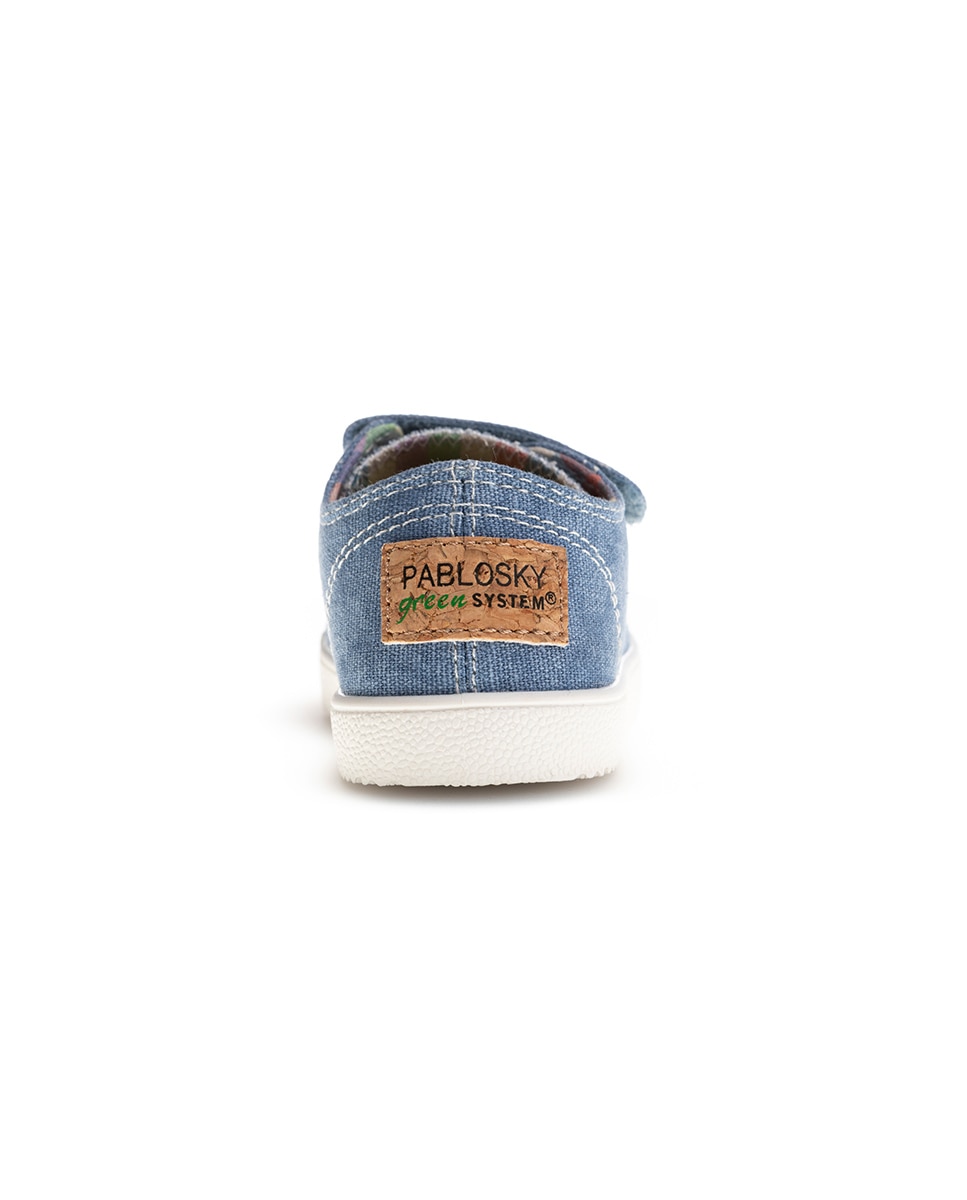 Sapatilhas de Lona Barefoot com Velcro Pablosky Azul-4