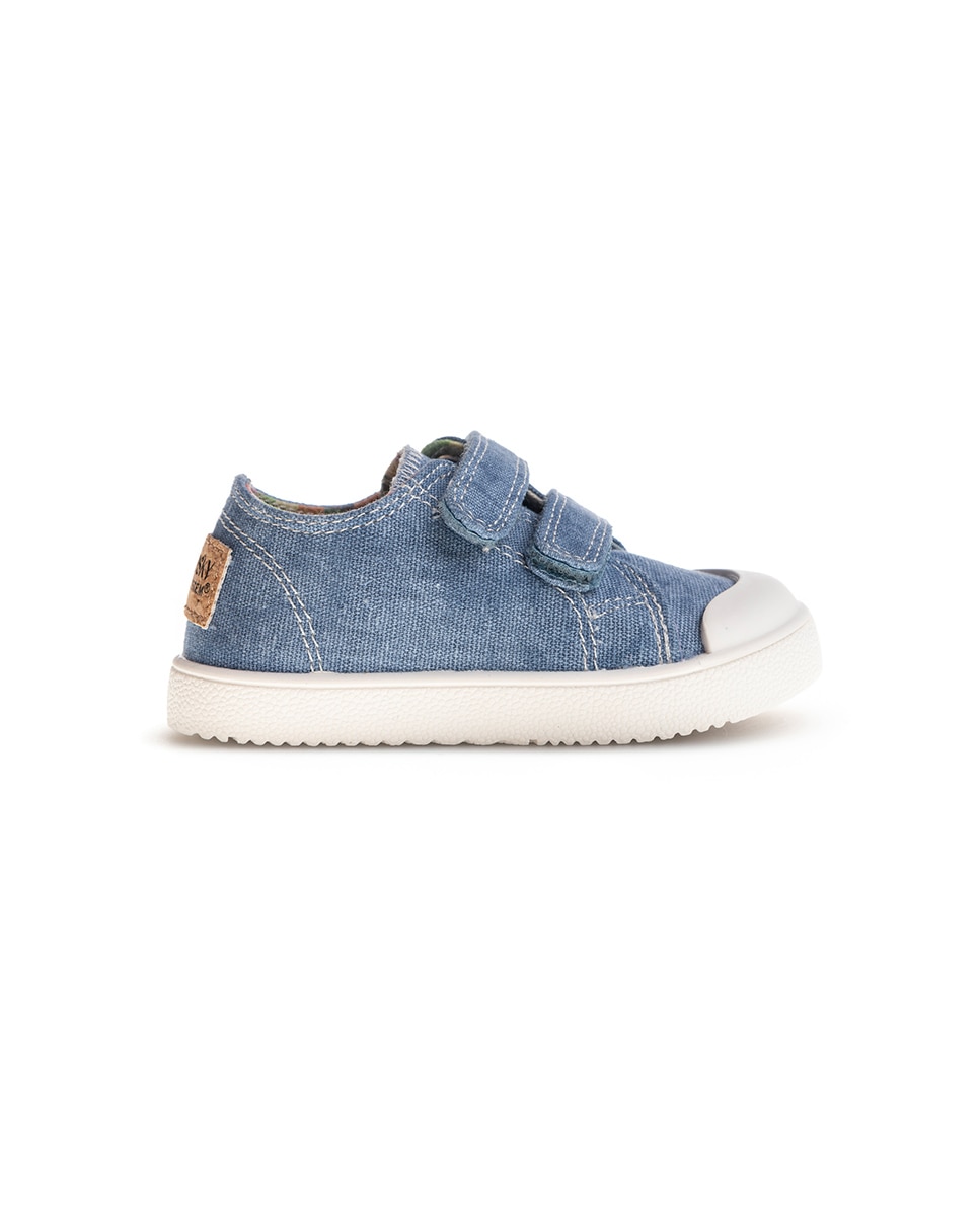Sapatilhas de Lona Barefoot com Velcro Pablosky Azul-6
