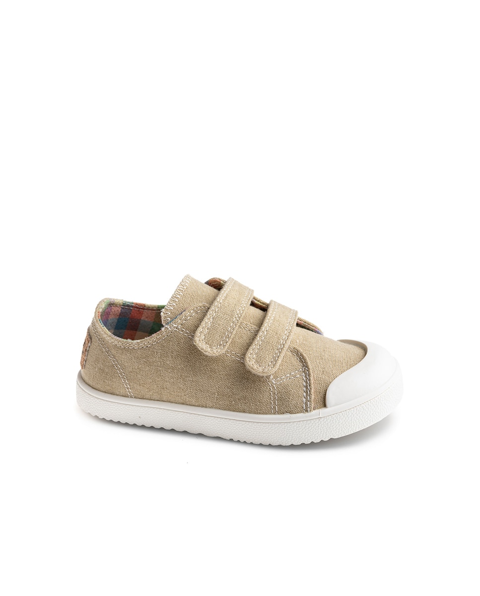 Sapatilhas de Lona Barefoot com Velcro Pablosky Bege-1
