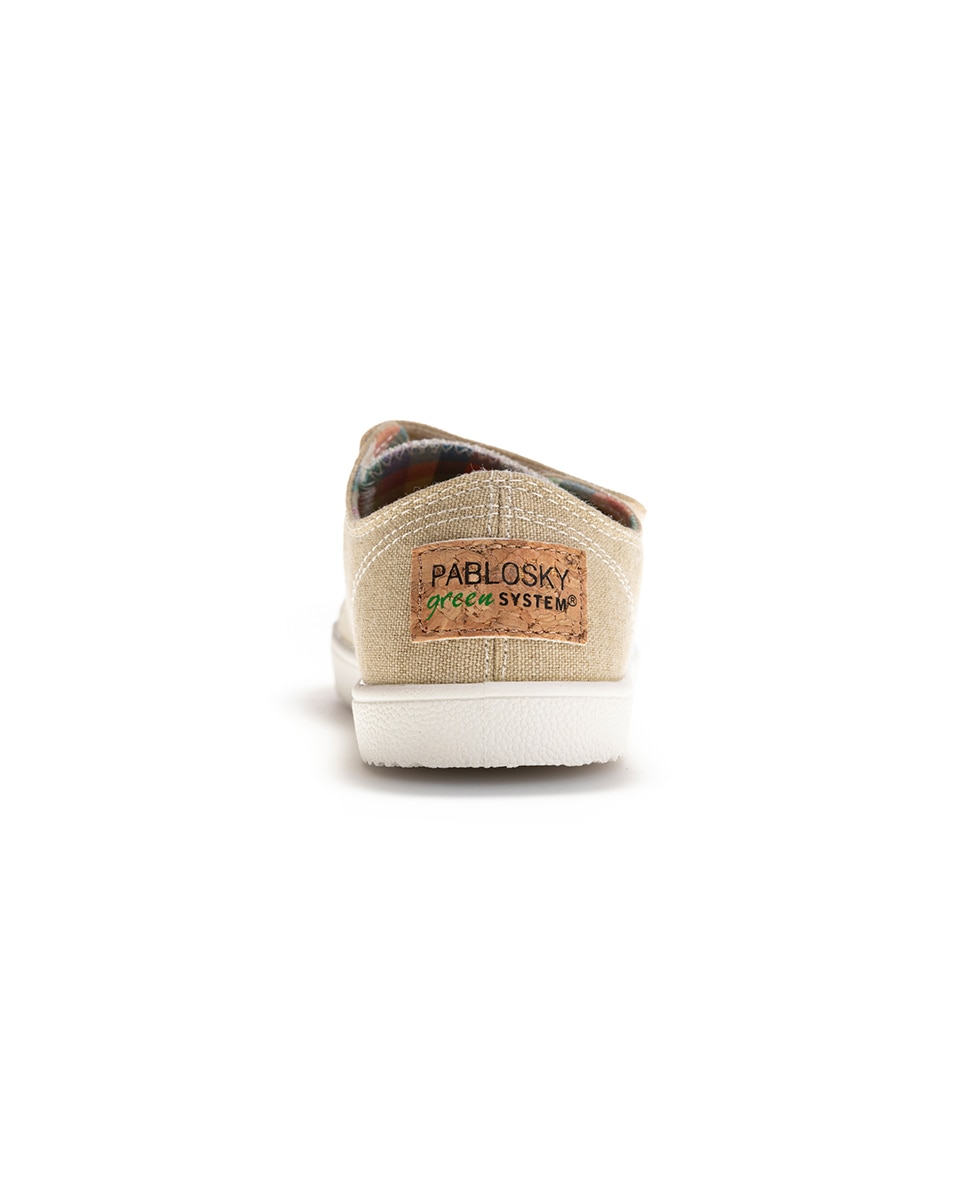 Sapatilhas de Lona Barefoot com Velcro Pablosky Bege-4