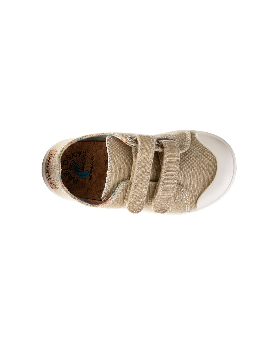 Sapatilhas de Lona Barefoot com Velcro Pablosky Bege-3