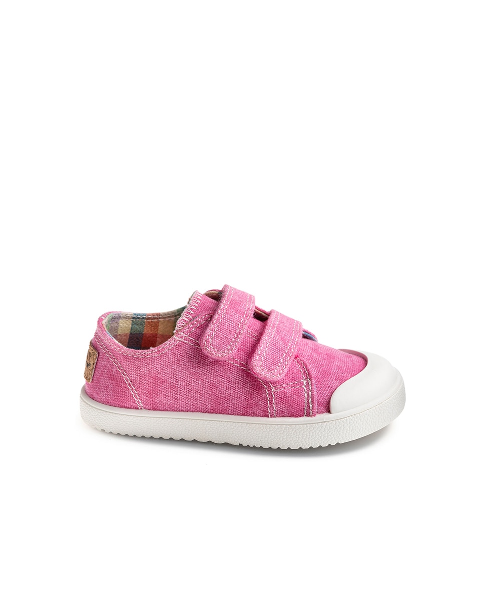 Sapatilhas de Lona Barefoot com Velcro Rosa-1