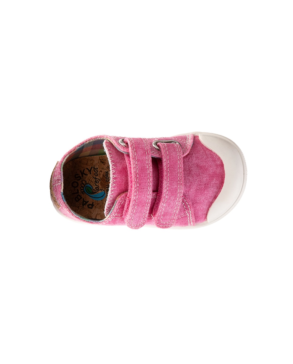 Sapatilhas de Lona Barefoot com Velcro Rosa-3