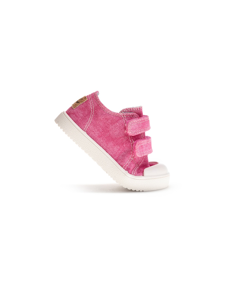 Sapatilhas de Lona Barefoot com Velcro Rosa-5