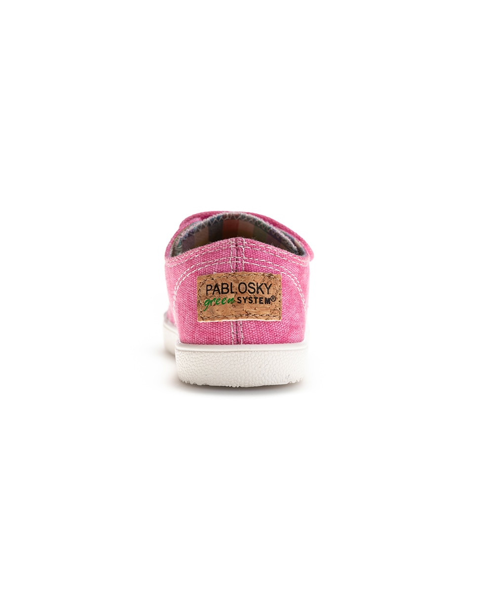 Sapatilhas de Lona Barefoot com Velcro Pablosky Rosa-4