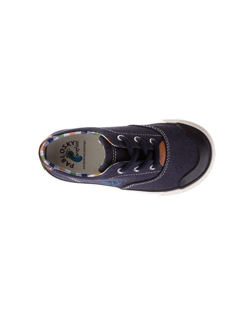Sapatilhas de Lona Infantil com Atacadores Azul-marinho-3