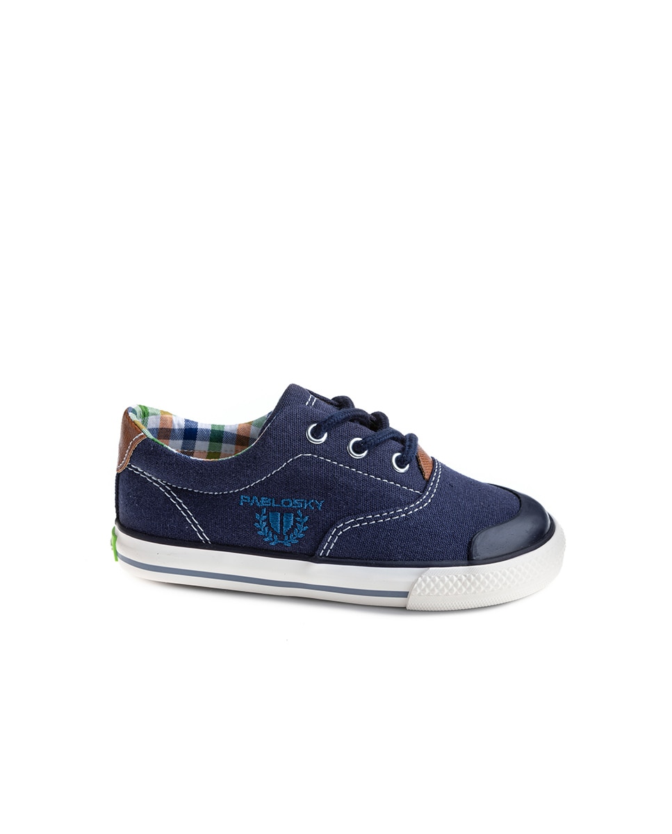 Sapatilhas de Lona Infantil com Atacadores Pablosky Azul-marinho-1