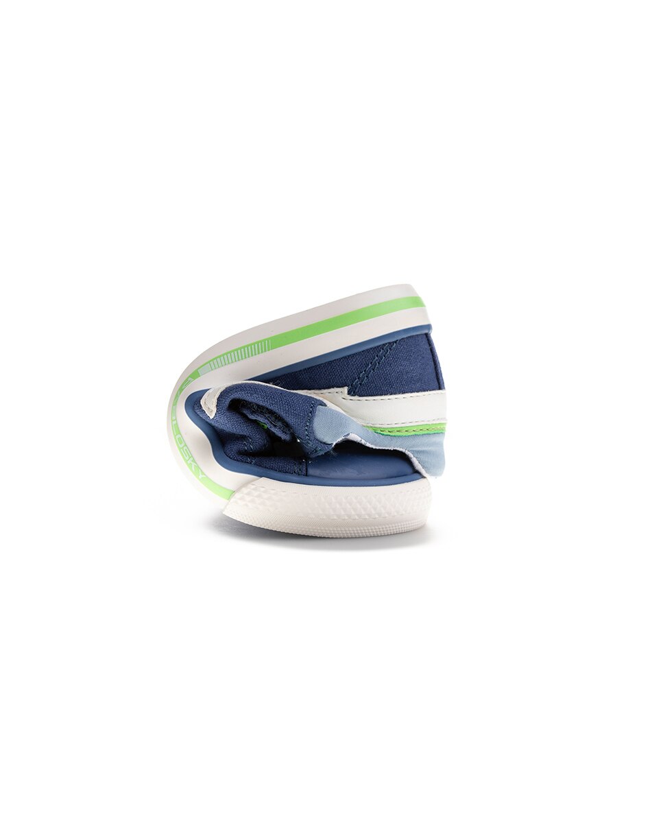 Sapatilhas de Lona Infantil com Velcro Azul / Branco-2