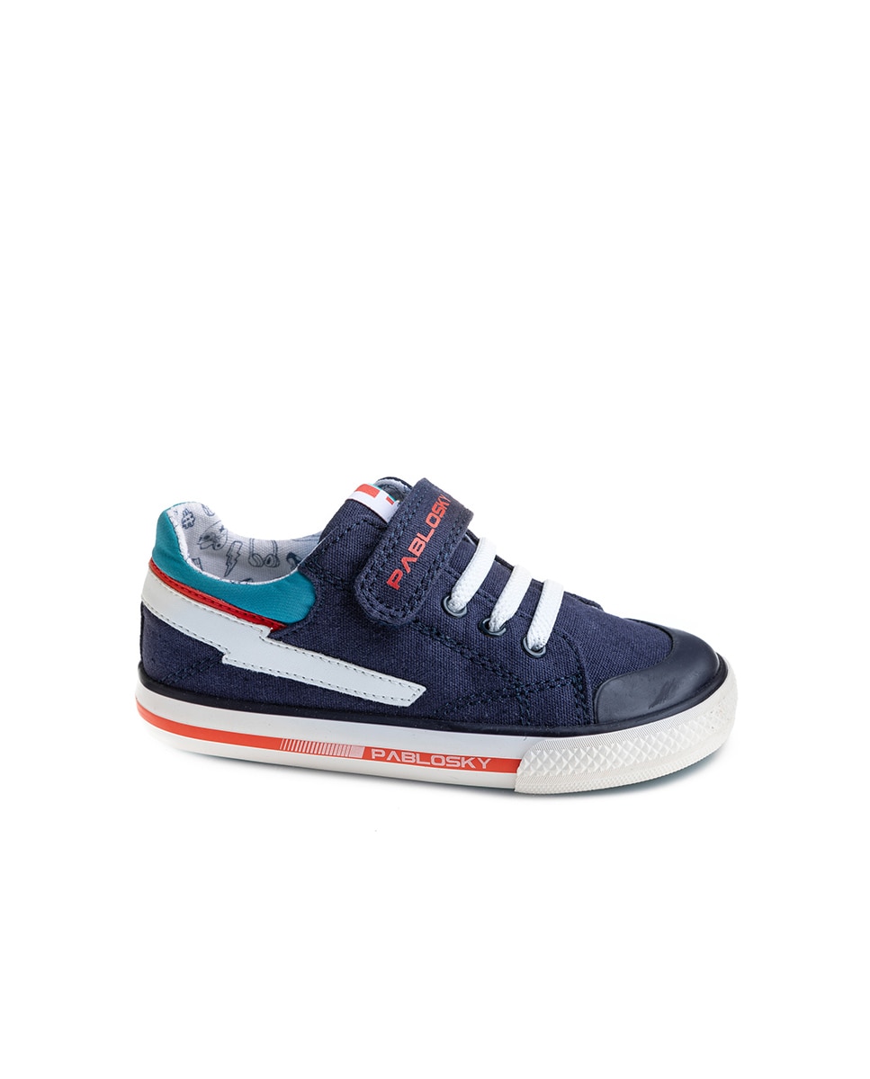 Sapatilhas de Lona Infantil com Velcro Azul-marinho-1