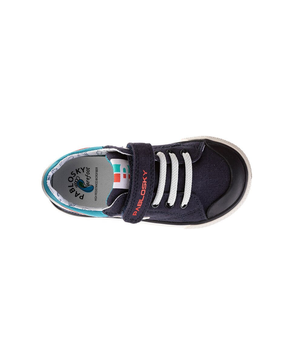 Sapatilhas de Lona Infantil com Velcro Azul-marinho-3