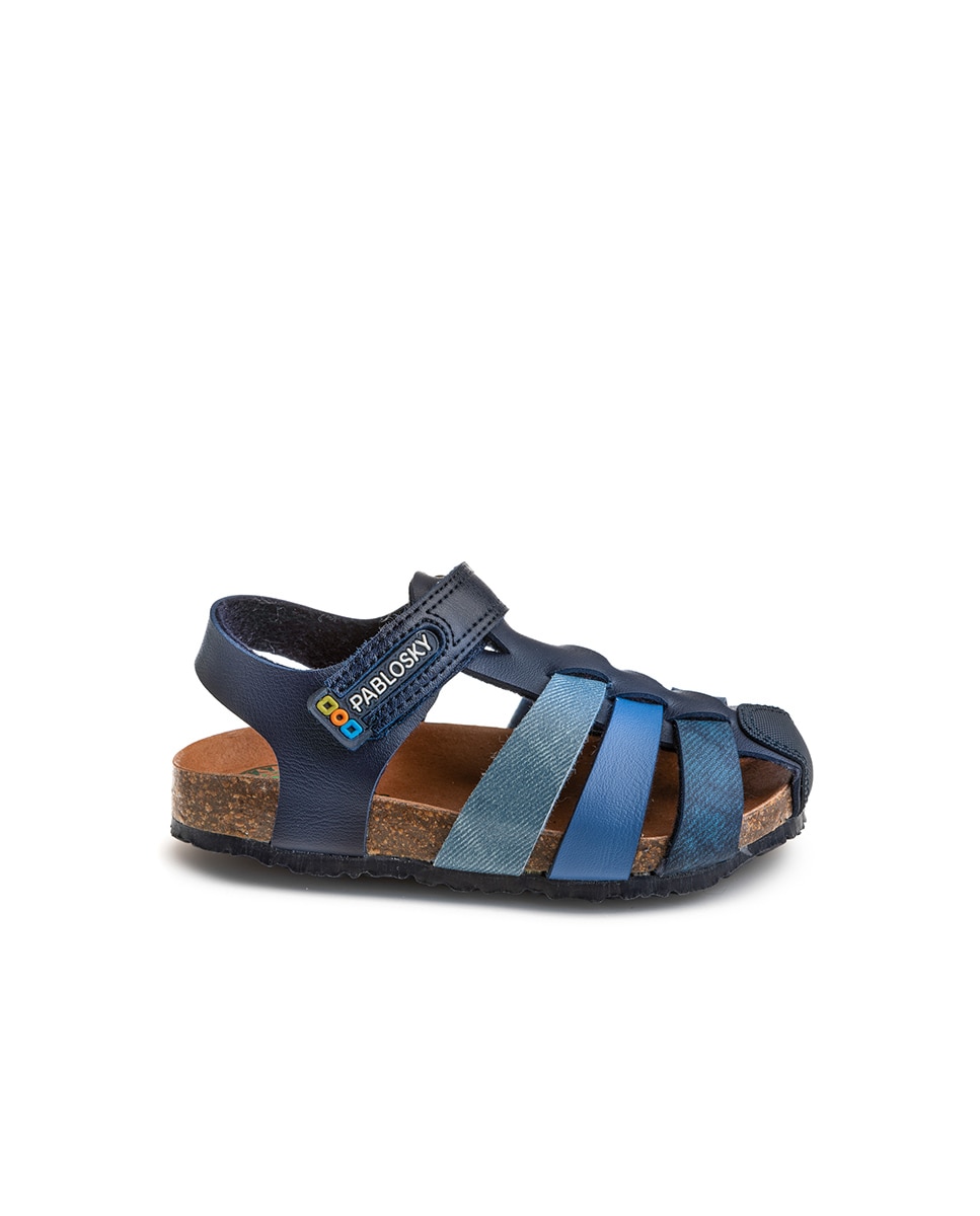 Sandálias Infantil de Materiais Reciclados com Velcro Pablosky Azul-marinho-1