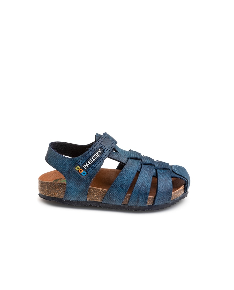 Sandálias Infantil de Materiais Reciclados com Velcro Pablosky Azul-marinho-1