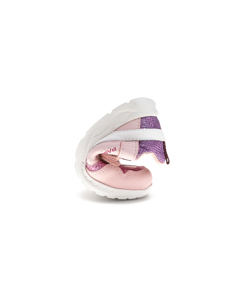 Sapatilhas Pablosky de Pele e Têxtil Técnico com Velcro Rosa-2