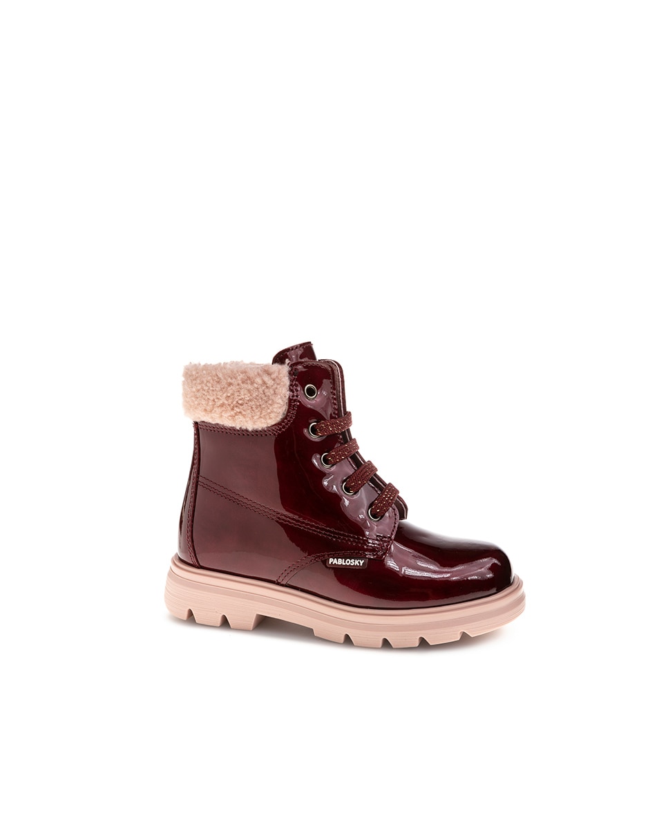 Botas Pablosky de Pele com Atacadores e Fecho Zip Vermelho-1