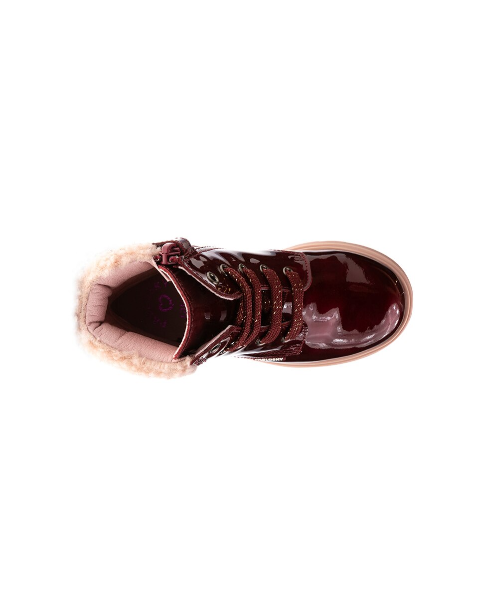 Botas Pablosky de Pele com Atacadores e Fecho Zip Vermelho-2