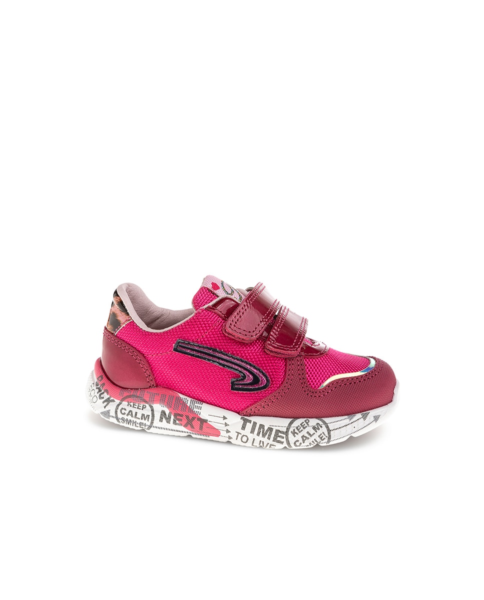 Sapatilhas Pablosky de Pele e Têxtil Técnico com Velcro Rosa-1