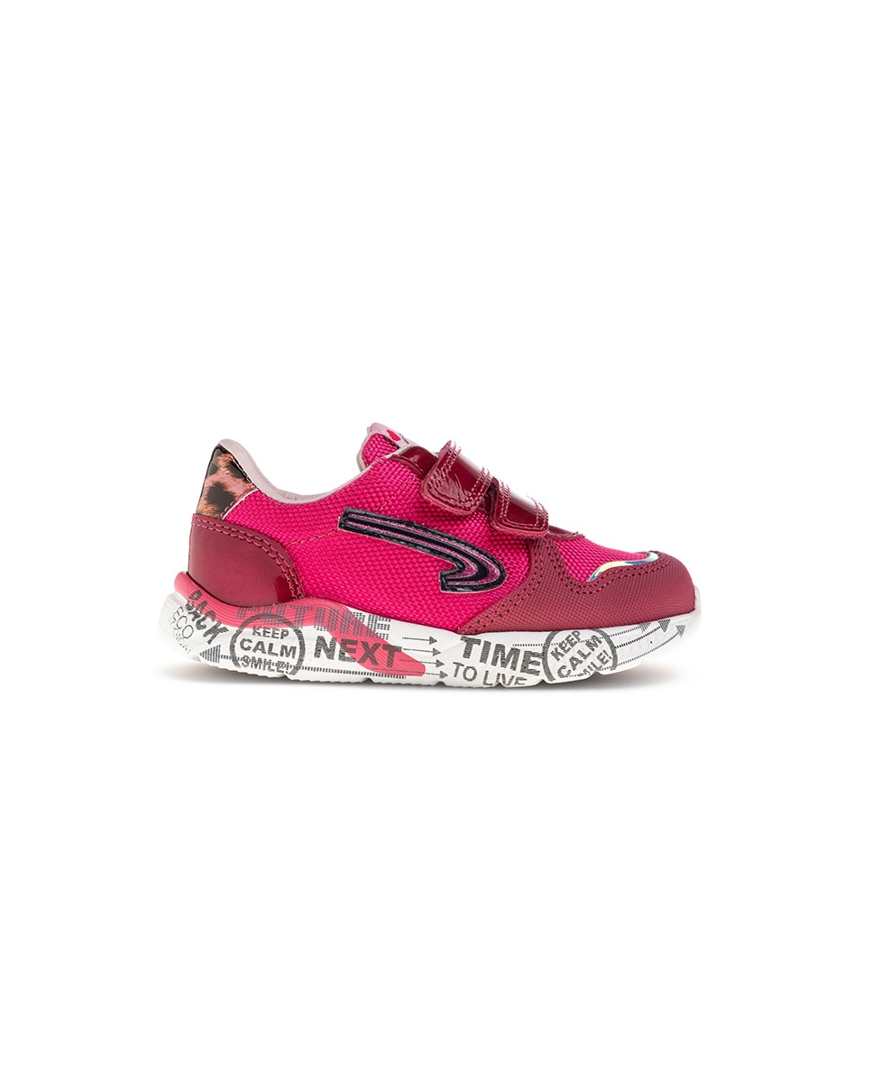 Sapatilhas Pablosky de Pele e Têxtil Técnico com Velcro Rosa-5