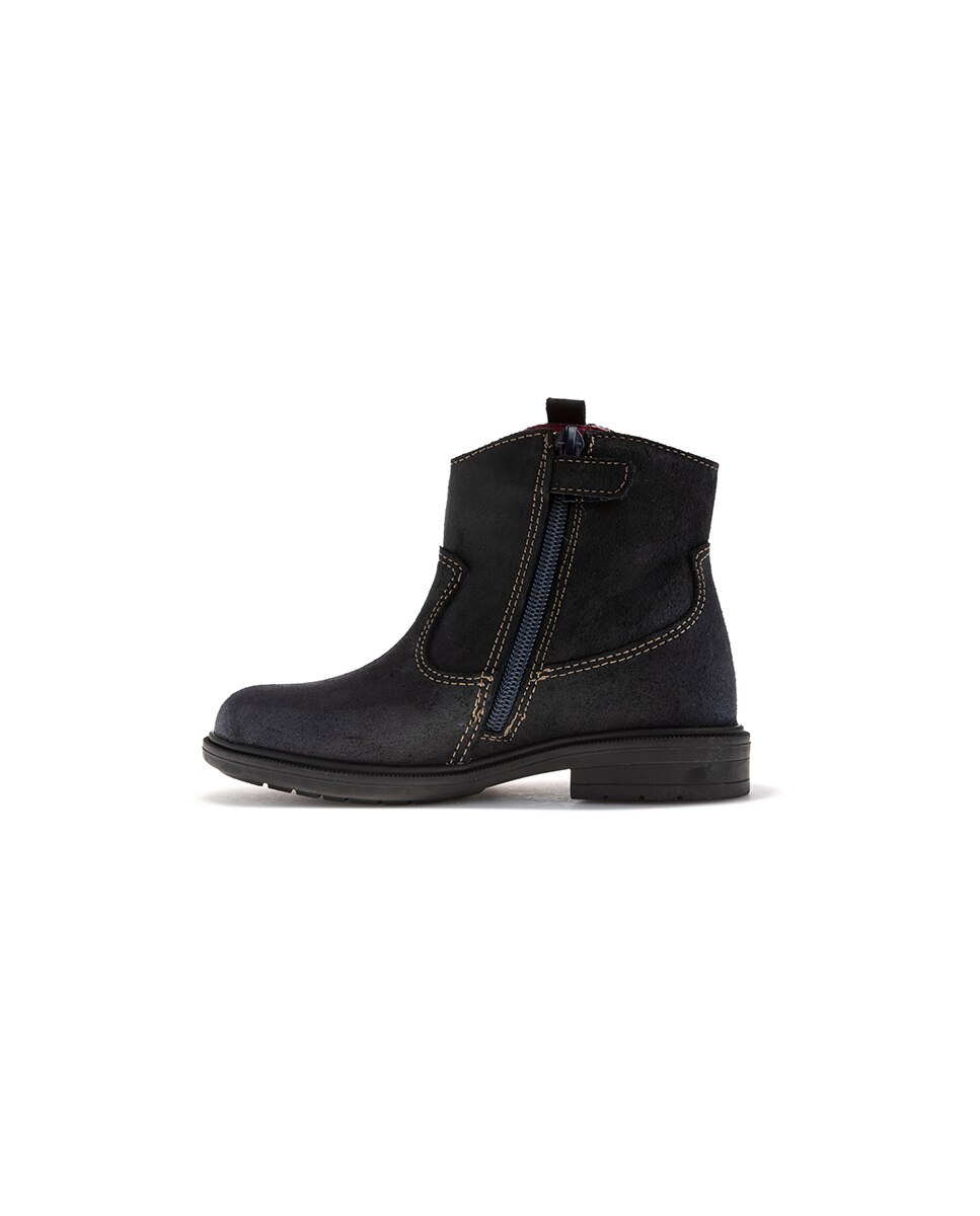 Botas Infantil Pablosky de Pele com Fecho Zip Azul-marinho-4