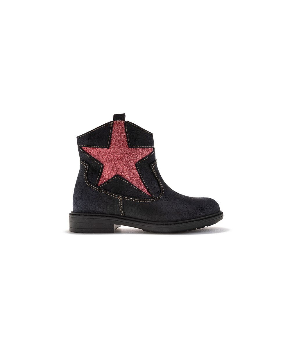 Botas Infantil Pablosky de Pele com Fecho Zip Azul-marinho-5
