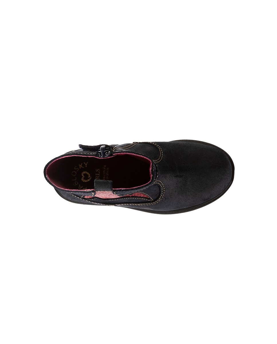 Botas Infantil Pablosky de Pele com Fecho Zip Azul-marinho-6