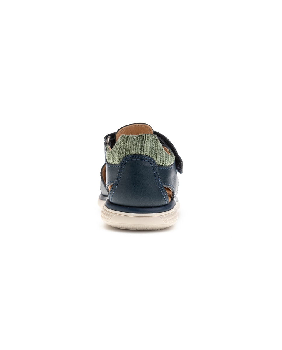 Sandálias Infantil Pablosky de Pele com Velcro Azul-marinho-4