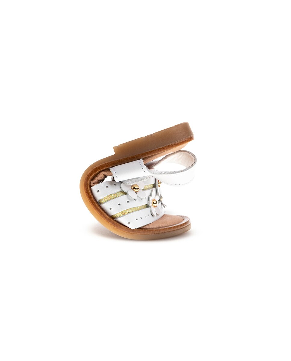 Sandálias de Bebés Pablosky de Pele com Velcro Branco-2