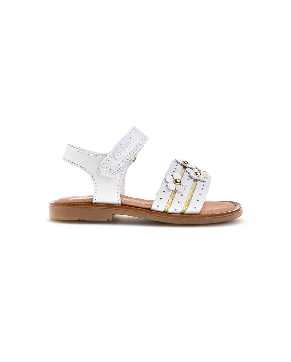 Sandálias de Bebés Pablosky de Pele com Velcro Branco-5
