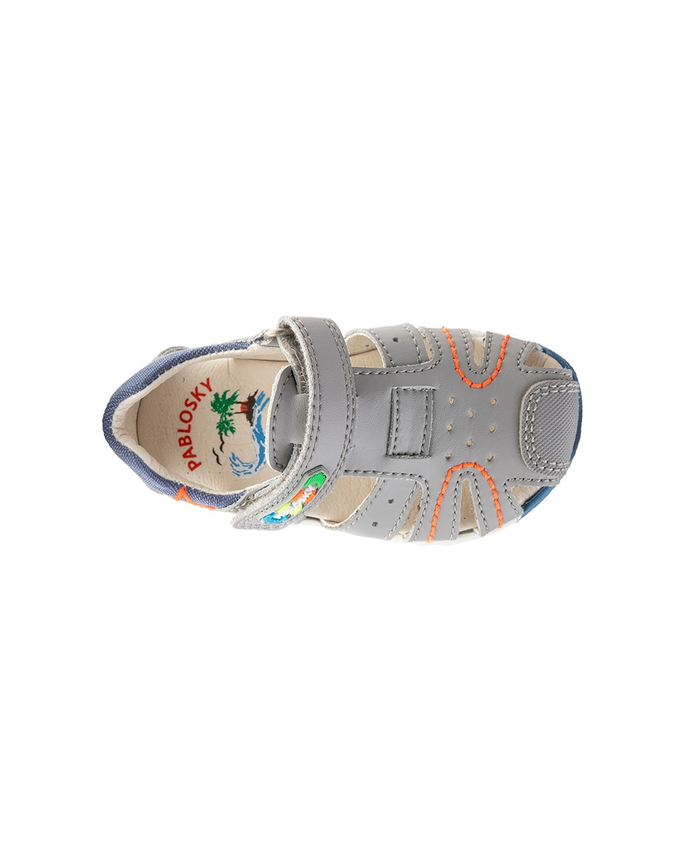 Mercedes de Bebés Pablosky de Pele com Velcro Cinzento-3