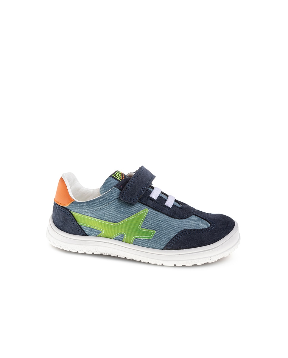 Sapatilhas Infantil Pablosky de Pele e Têxtil Técnico com Velcro Azul-índigo-1