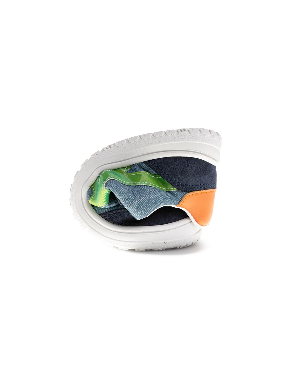 Sapatilhas Infantil Pablosky de Pele e Têxtil Técnico com Velcro Azul-índigo-2