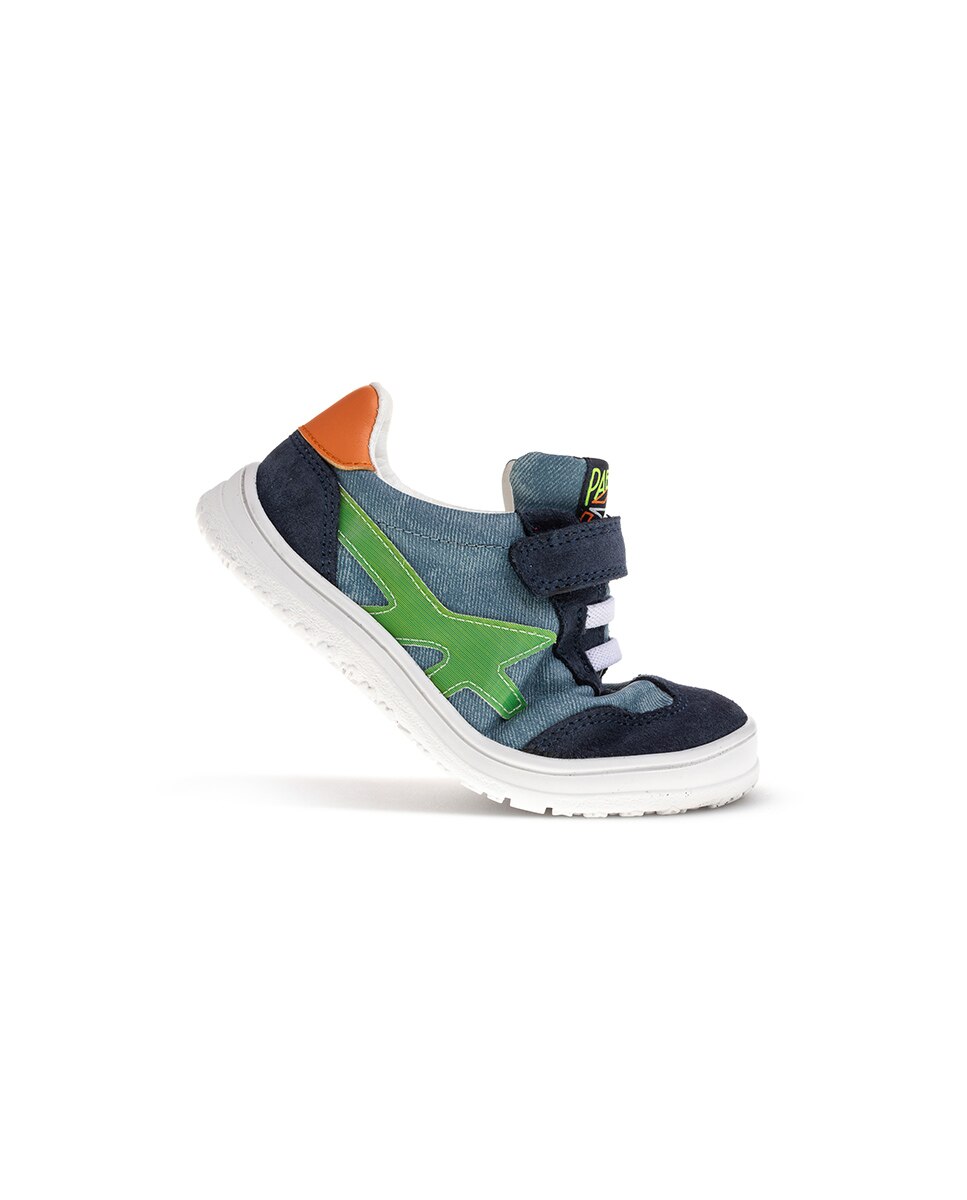 Sapatilhas Infantil Pablosky de Pele e Têxtil Técnico com Velcro Azul-índigo-6