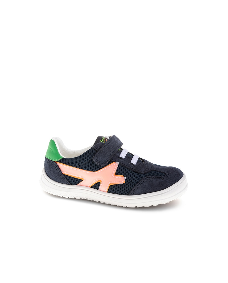 Sapatilhas Infantil Pablosky de Pele e Têxtil Técnico com Velcro Azul-1