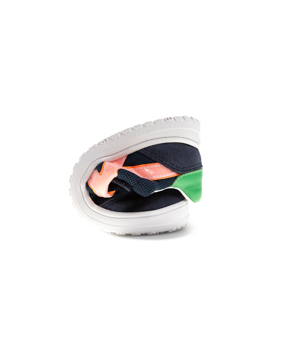 Sapatilhas Infantil Pablosky de Pele e Têxtil Técnico com Velcro Azul-2