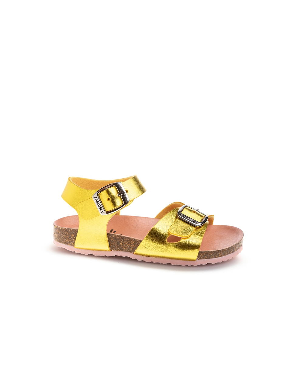 Sandálias Infantil Pablosky de Materiais Reciclados com Fivela Amarelo-1