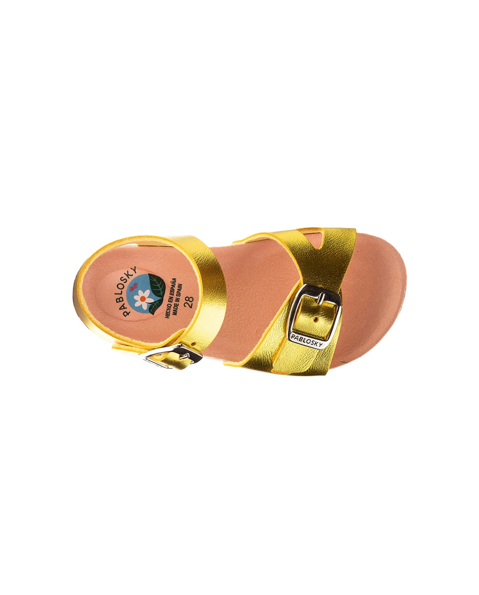 Sandálias Infantil Pablosky de Materiais Reciclados com Fivela Amarelo-3